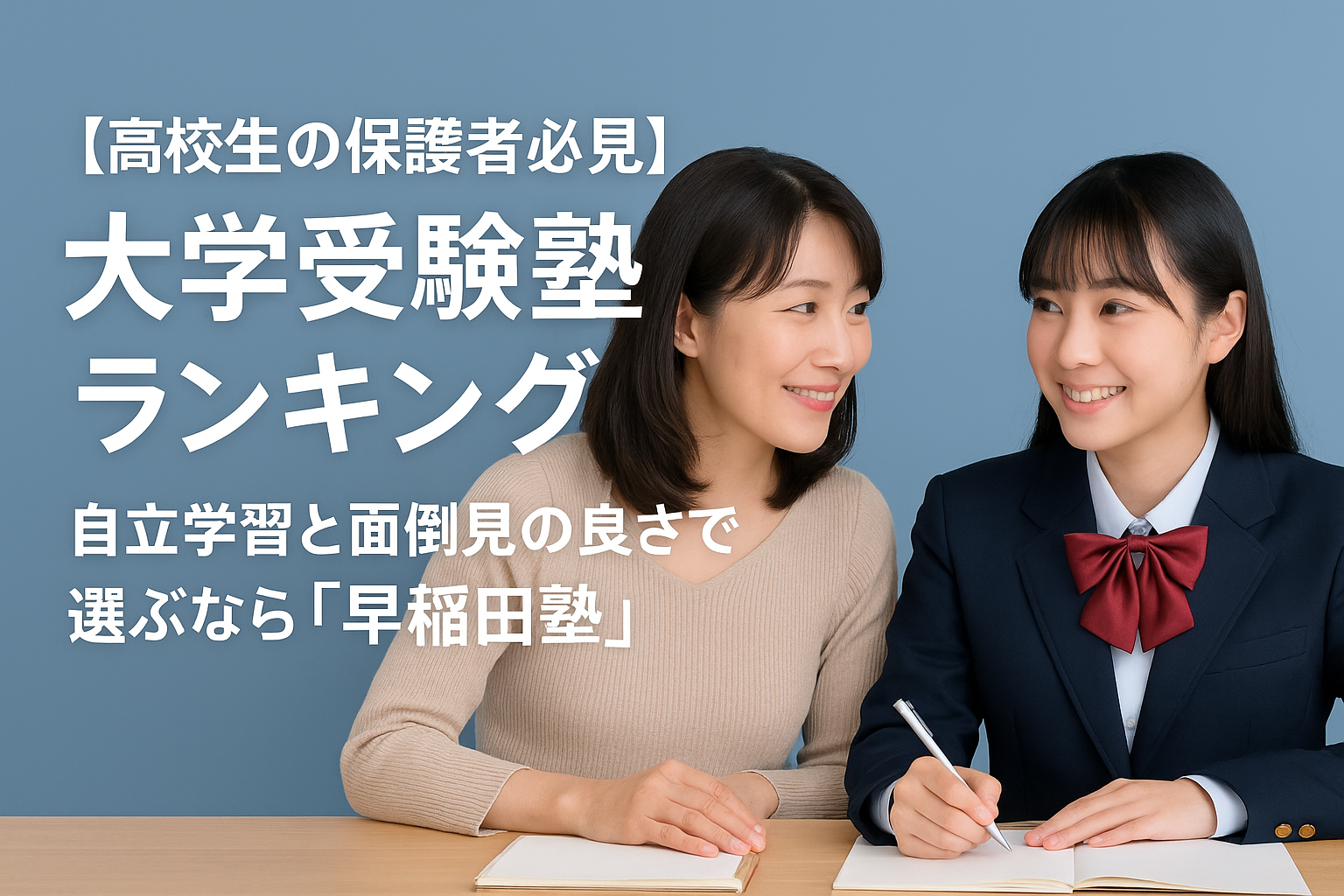 【高校生の保護者必見】大学受験塾ランキング｜自立学習と面倒見の良さで選ぶなら「早稲田塾」